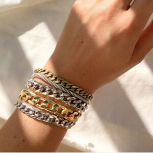NWOT - JennyBird stacked mixed metal chain cuff bracelet